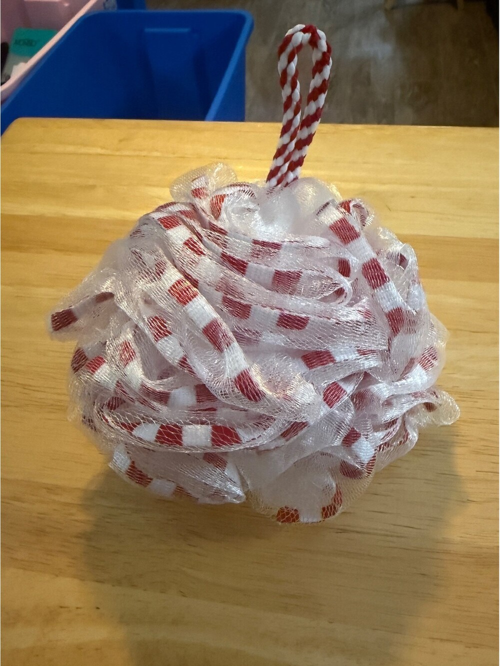 Bath & Body Works Red And White Candy Cane Striped Loofah